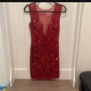 Red sequins dress
